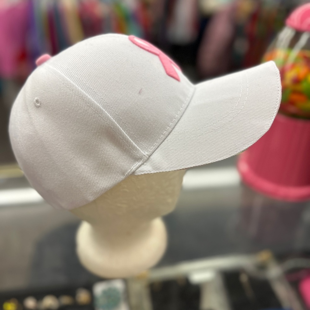 White, Pink Ribbon Cap " I Will Survive" by EZCAP - Picture 3 of 5